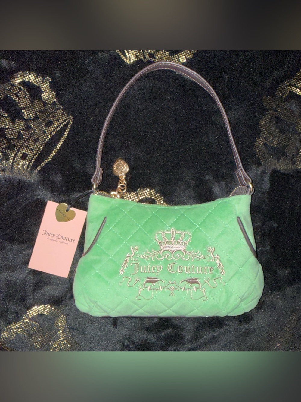 NWT Juicy Couture Retro Green Juicy Tale Mini Shoulder Bag Wristlet